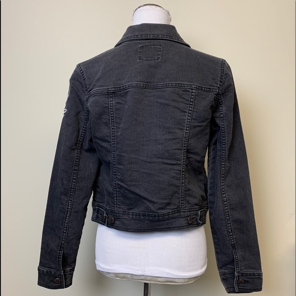 Old Navy Black Denim Patched Jacket Size S - Picture 10 of 15